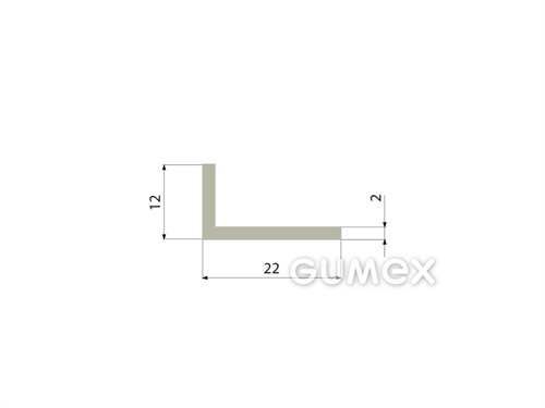 Gumový profil tvaru "L", 12x22/2mm, 50°ShA, EPDM, -40°C/+100°C, šedý